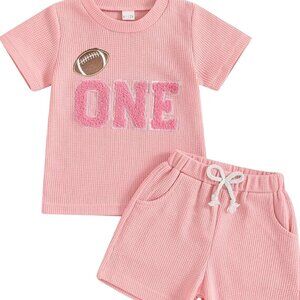 Girl First Birthday Football Outfit Football Clothes Shirt Shorts Football Top